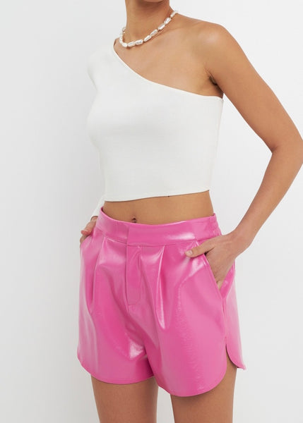Jensen Patent Faux Leather Shorts