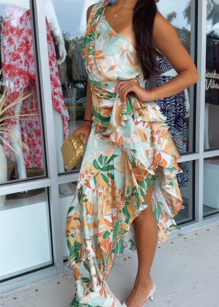 Arielle Ruffle Side Slit Maxi Dress