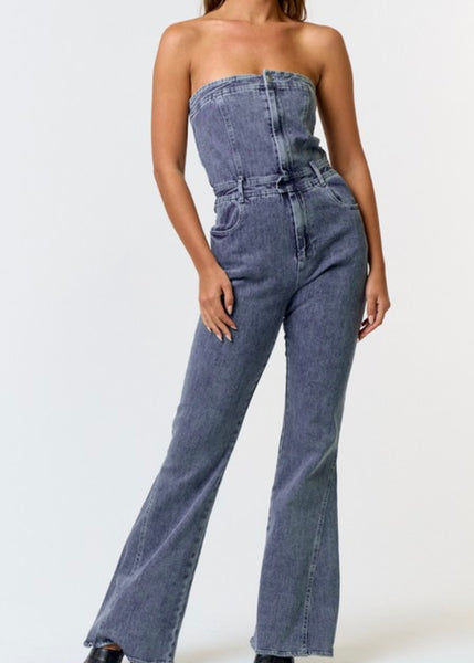 Carrie Strapless Denim Jumpsuit