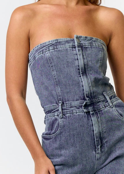 Carrie Strapless Denim Jumpsuit