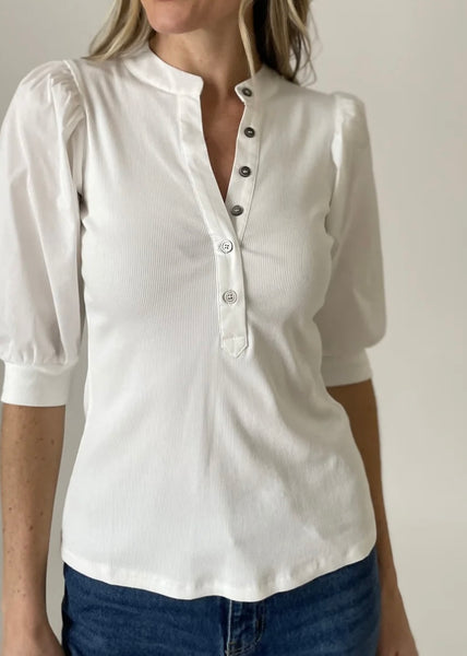 Emery  Henley Puff Sleeve Top