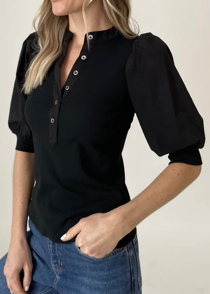Emery  Henley Puff Sleeve Top