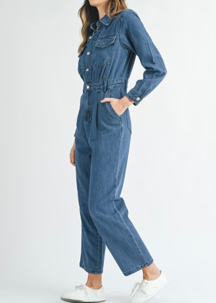 Ellie Long Sleeve Denim Jumpsuit