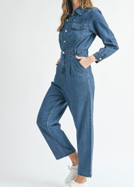 Ellie Long Sleeve Denim Jumpsuit