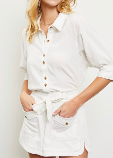 Perry Contrast Stitching Shorts Set
