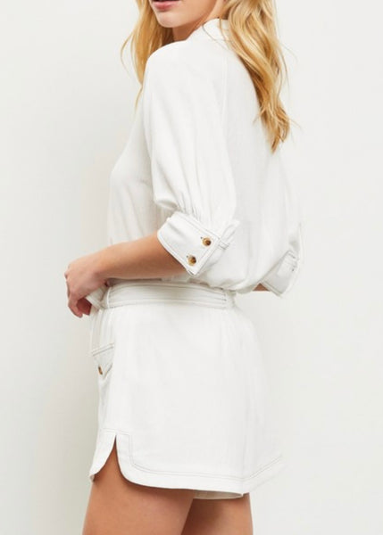 Perry Contrast Stitching Shorts Set