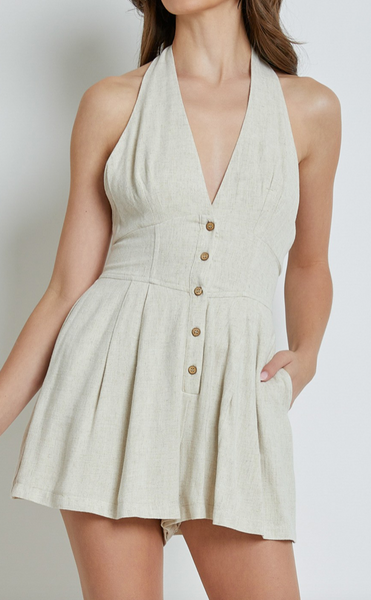 Tessa Halter Neck Button Down Romper