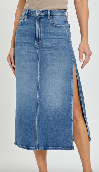 Kylie Side Slit Pencel Denim Skirt
