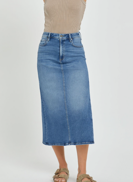 Kylie Side Slit Pencel Denim Skirt