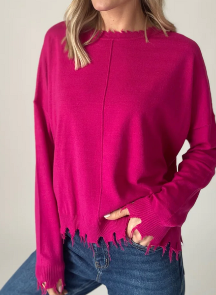 Alma Distressed Hem Sweater