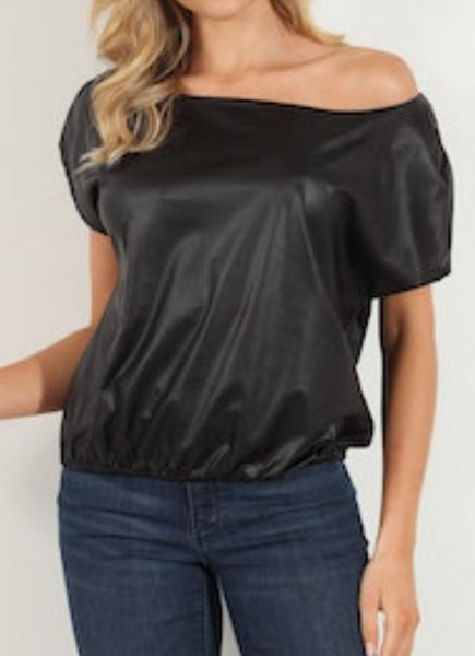 Raven Off Shoulder Faux Leather Top