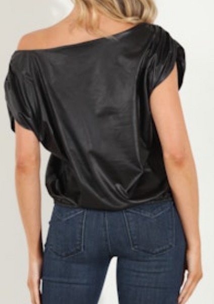 Raven Off Shoulder Faux Leather Top