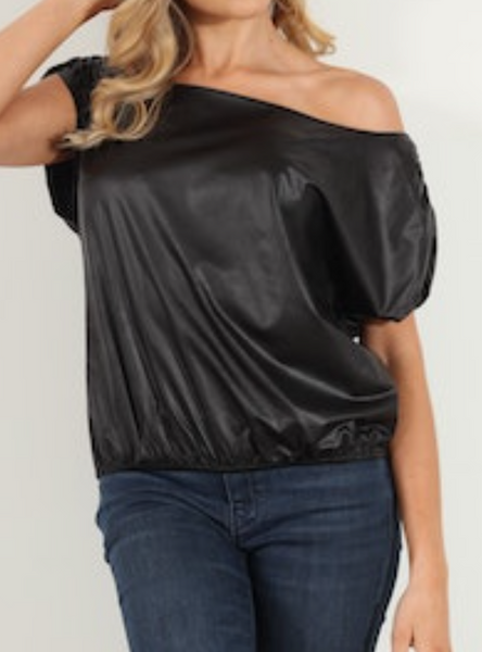 Raven Off Shoulder Faux Leather Top