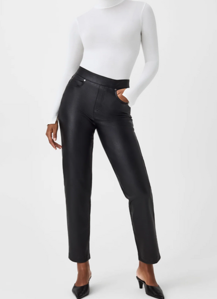 Leather Like Straight Leg Jeans