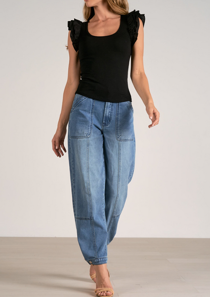 Kay Ruffle Sleeve Rib Top