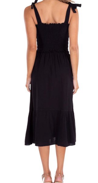 Ayla Smock Tie Shoulder Midi Dress