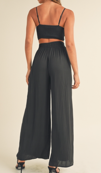 April Smock Crop Top/Wide Leg Pants