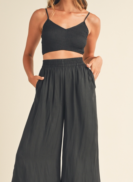 April Smock Crop Top/Wide Leg Pants