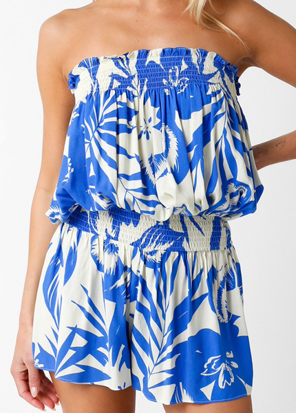 Sydney Smock Waist Strapless Romper