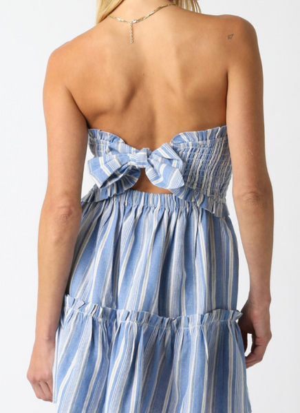 Noa Stripe Denim Strapless Dress