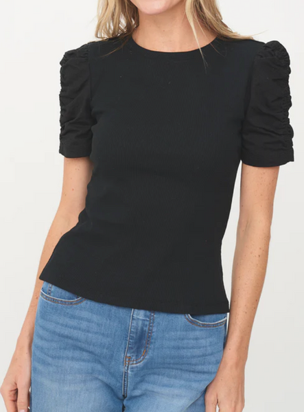 Alex Ruched Sleeve Crew Neck Top