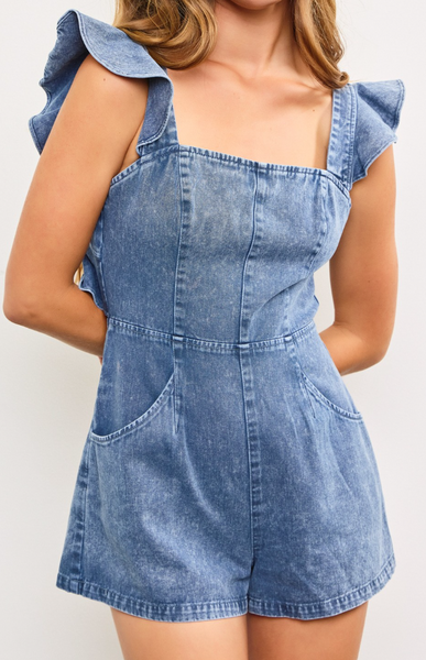 Kali Tie Back Denim Romper