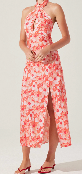 Yasmine Floral Halter Neck Dress