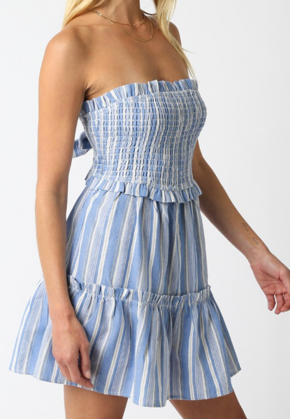 Noa Stripe Denim Strapless Dress