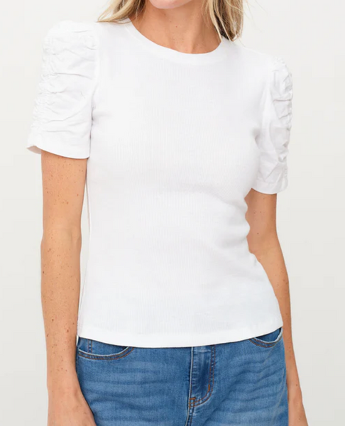 Alex Ruched Sleeve Crew Neck Top