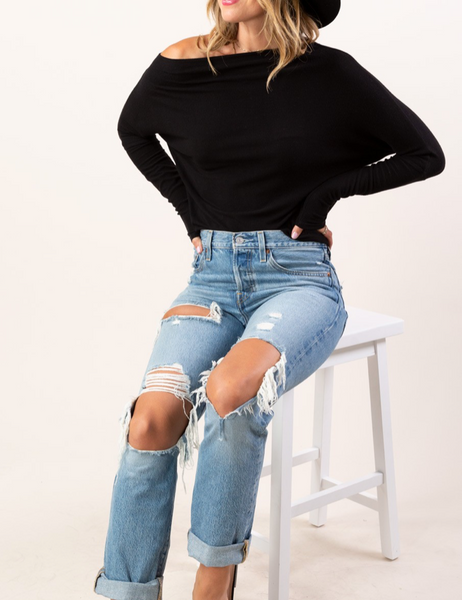 Rib Off Shoulder Knit