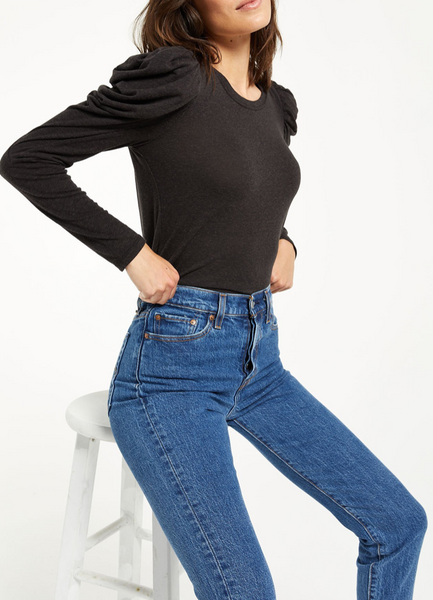 Z Supply Cece Puff Shoulder Triblend Top