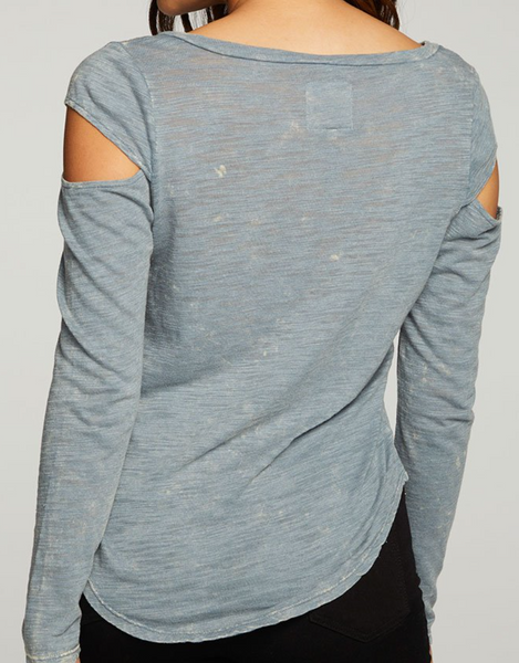 Slub Jersey Vented Shoulder Cutout Top