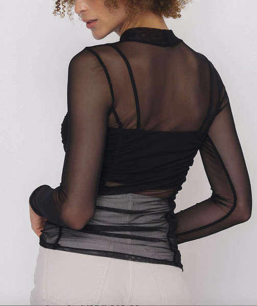 Just Float Ruched Mesh LS