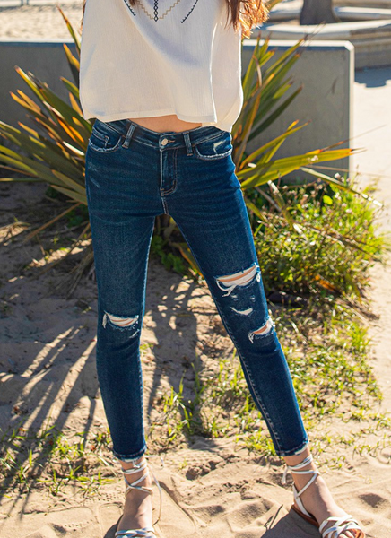 Mandy Midrise Skinny Distressed Jeans