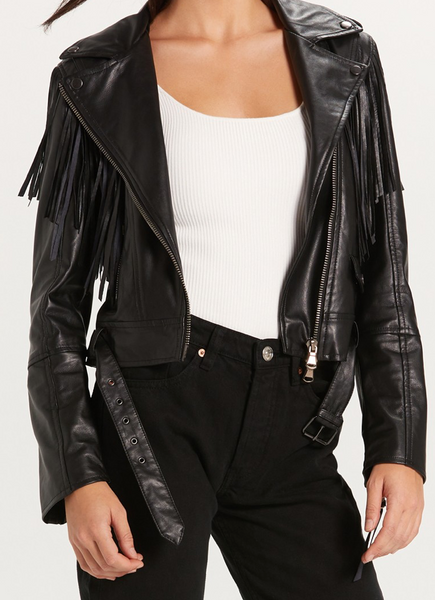 Lexy  Fringe Faux Leather Jacket