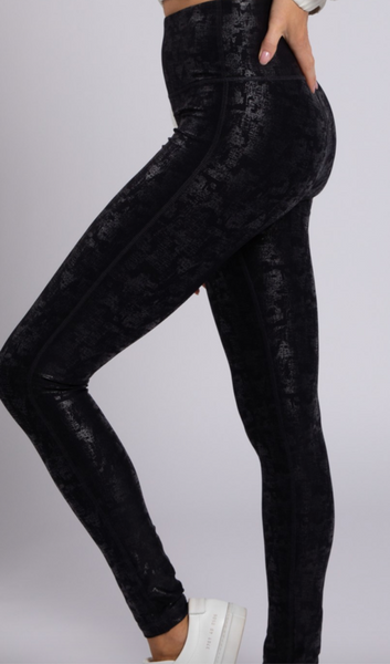 Crackle Glaze Foil Legging