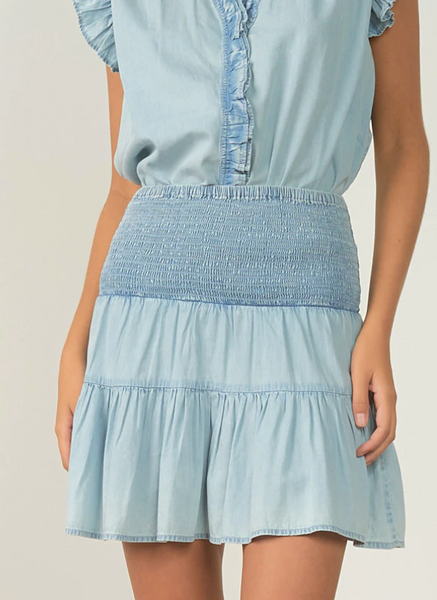 Roxy Smock Denim Skirt