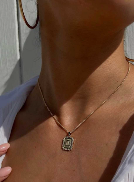 Initial Crystal Card Necklace