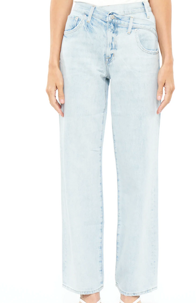 Bobbie Crossover Button Wide Leg Jeans
