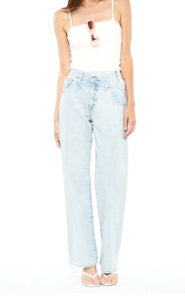 Bobbie Crossover Button Wide Leg Jeans