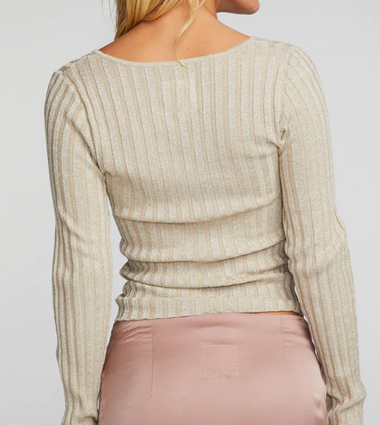 Lurex Rib Keyhole Top