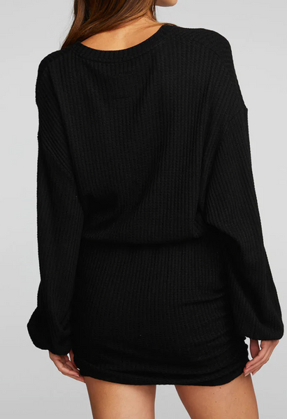 Henley Waffle Ride Ruched Mini Dress