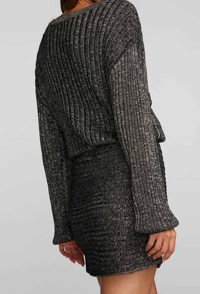 Lurex Ribbed Knit Mini Dress