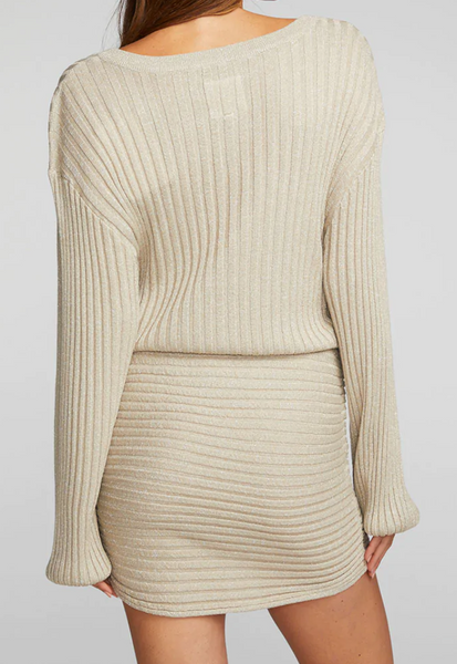 Lurex Ribbed Knit Mini Dress