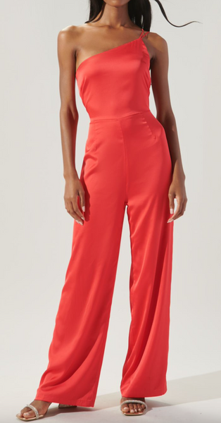 Reese One Shoulder Satin Jumpsuit