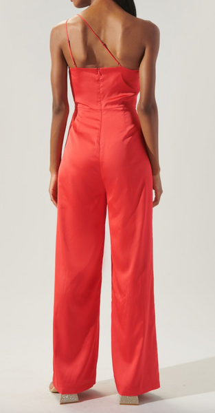 Reese One Shoulder Satin Jumpsuit