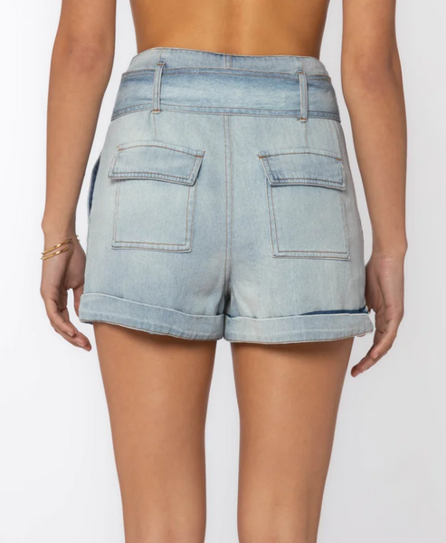 Riley Soft Denim Belted Shorts