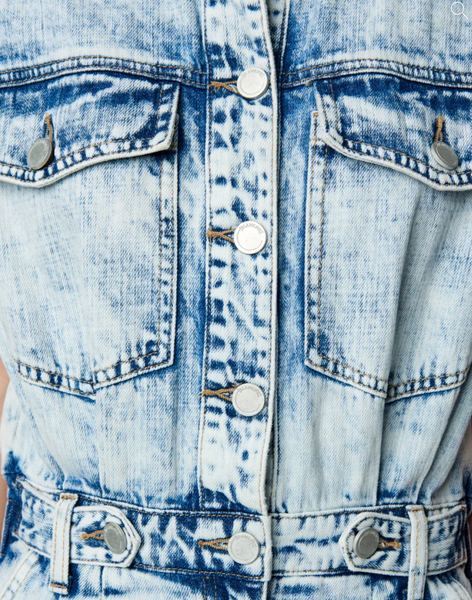 Time Zone Utility Denim Romper