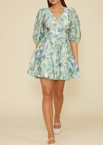 Sophia Belted Print Dress