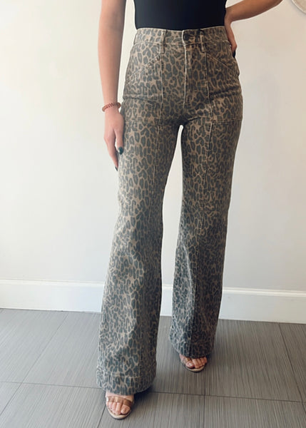 Sasha Leopard Print Wide Leg Pants